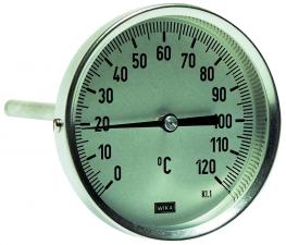 30 à +50°C Thermomètre bimétallique en acier inoxydable Cabinet 63mm Tige  100mm arrière