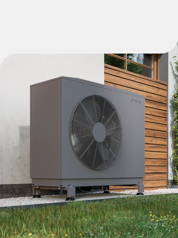 Image d'une unité extérieure de pompe à chaleur installée le long d'un mur